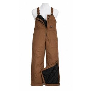 Key Men's Medium/Short Insulated Bib Overalls Brown Duck Canvas